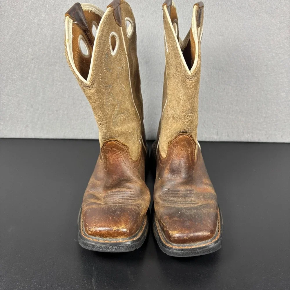 Ariat Workhog Boots Square Toe Unisex Youth Size 2 Cowboy 10008644 Western Brown